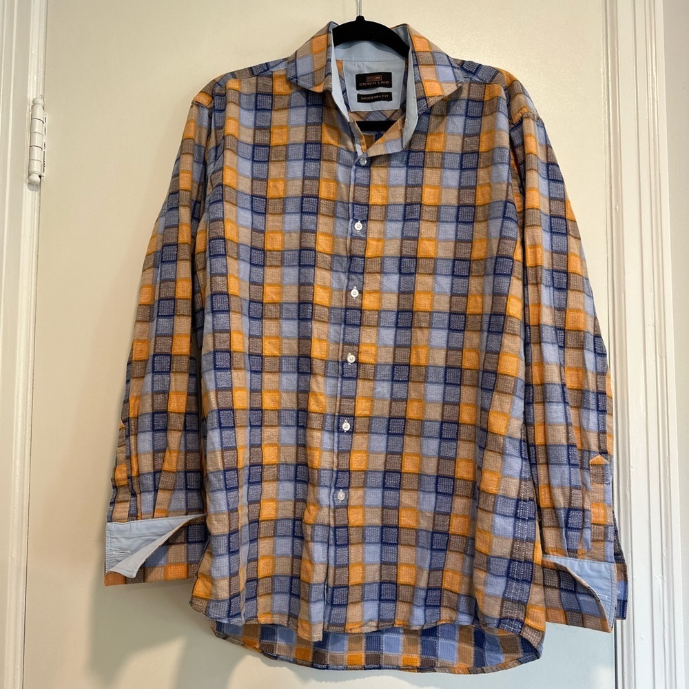 Steven Land Men’s Modern Fit Colorful Button Down Dress Shirt. french cuff.